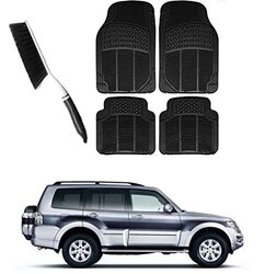 CFT California Rubber Floor Car Mats for Pajero Mitsubishi Mats with Mat Cleaning Brush, Set Of 5