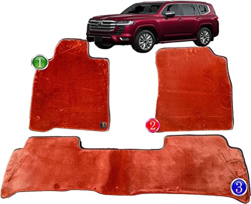 Flak Tech Plush Super Soft Floor Mat for Land Cruiser 200 VXR, Red