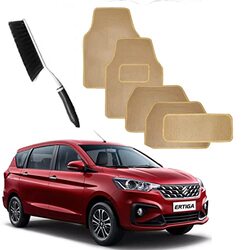 CFT California Car Floor Mats Set with Mat Cleaning Brush for Suzuki Ertiga, 5 Piece, Brown