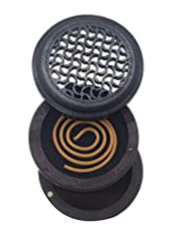 

2-Layer Bamboo Round Incense Burner with 1 Cambodian Oud Stick, Black