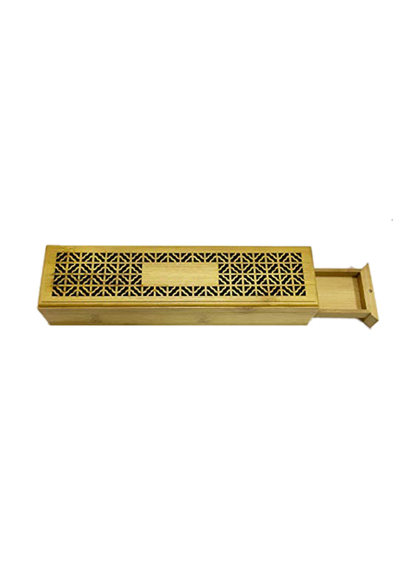 

Bamboo Incense Stick Holder with Drawer, Beige