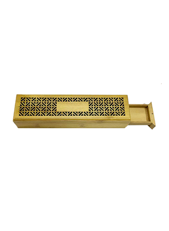 

Bamboo Incense Burner & Stick Holder with Drawer, Beige