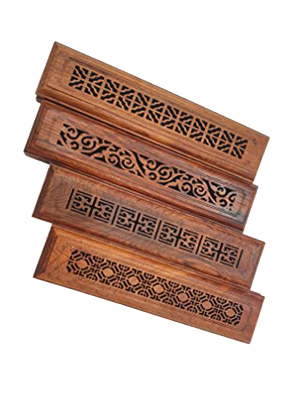 

Beinlove Luxury Rosewood 4 Incense Burner with 80 Cambodian Oud Sticks, Brown