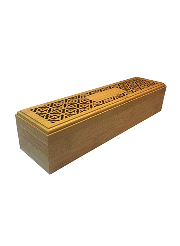 

Bamboo Incense Burner & Holder with Drawer Joss-Stick Box, Beige