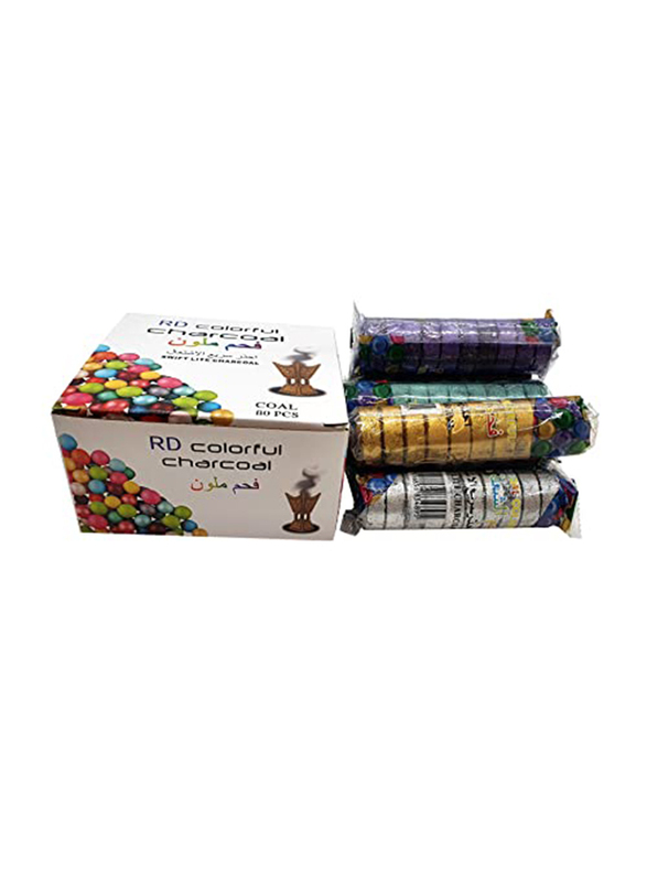 

RD Colourful Bukhoor and Hooka Charcoal, 80 Pieces, Multicolour