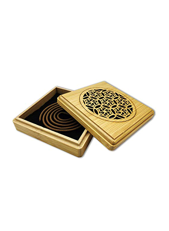 

Bamboo Incense Burner with Patterns Storage Box, Beige