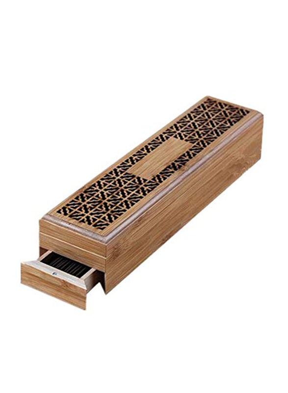 

Wenpinhui Bamboo Incense Stick Burner with Drawer, Brown