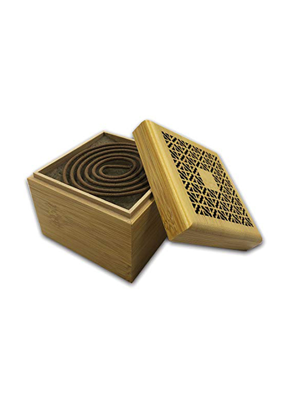 

Bamboo Natural Bamboo Incense Burner Censer with Storage Box, Beige