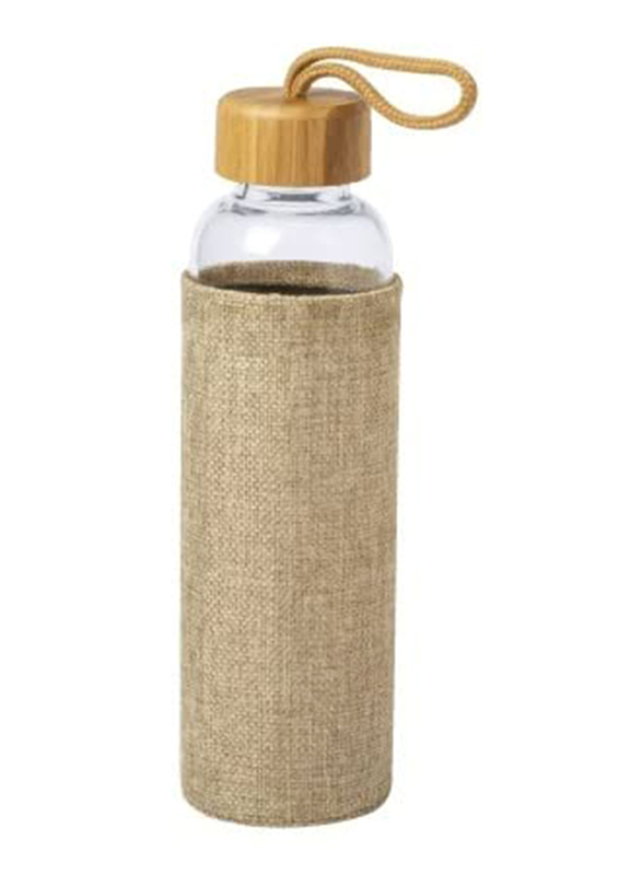 

500ml Glass Water Bottle with Sleeve, Beige