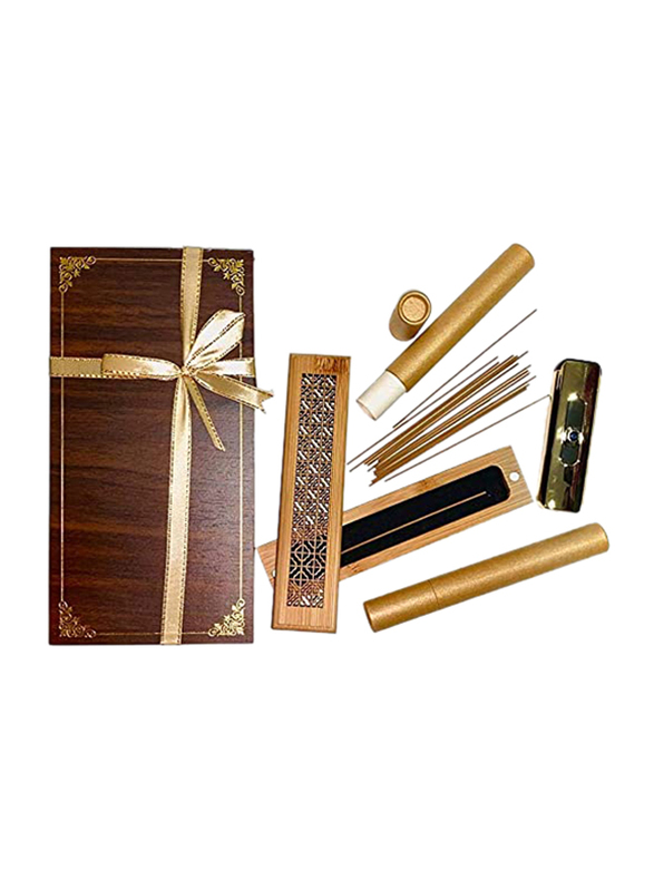 

Genuine Bakhoor Coal Incense Burner Censer Cambodian Luxury Gift Set, Brown