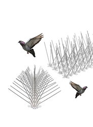 5-Pin Stainless Steel Bird Deterrent Spikes for Pigeons & Small Birds, 10 Pieces, Silver