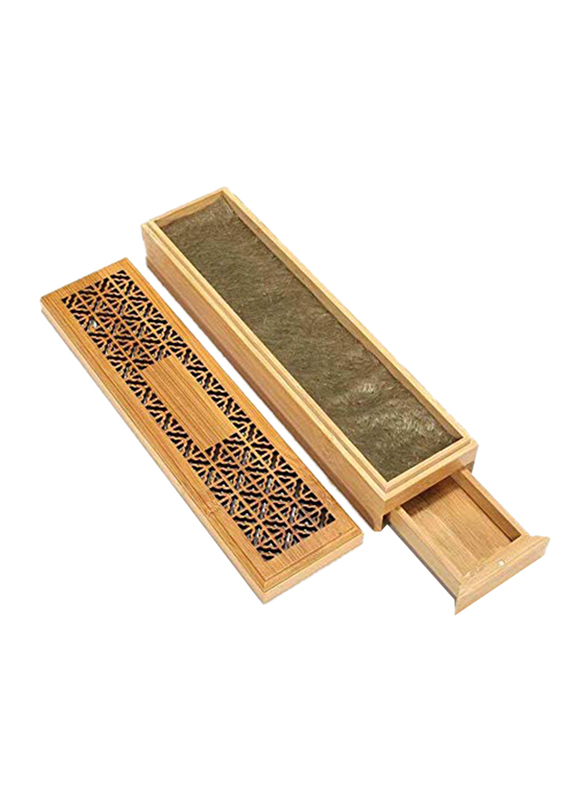 

Nbvcx Building Accessories Bamboo Incense Stick Holder with Drawer, Brown